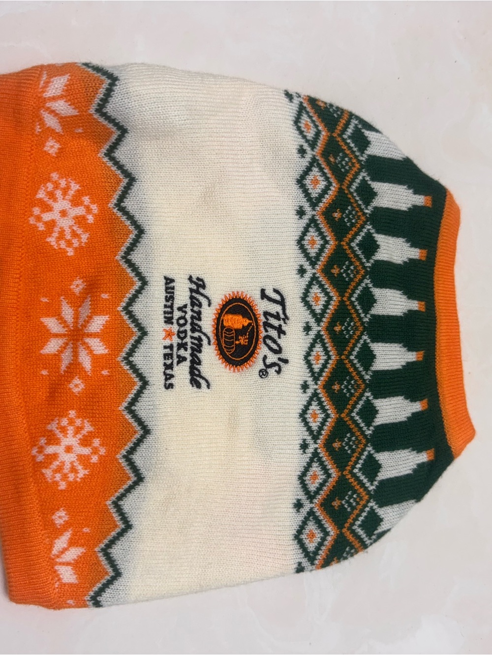 Tito's Orange & Green Holiday Dog Sweater